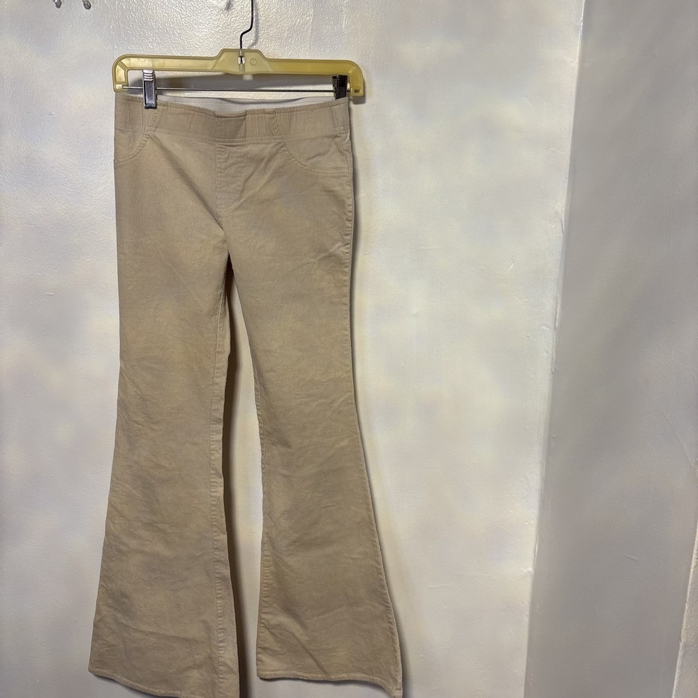 Forever 21 Womens S Mid Rise Flare Corduroy Pants CREAM Boho Retro Y2K